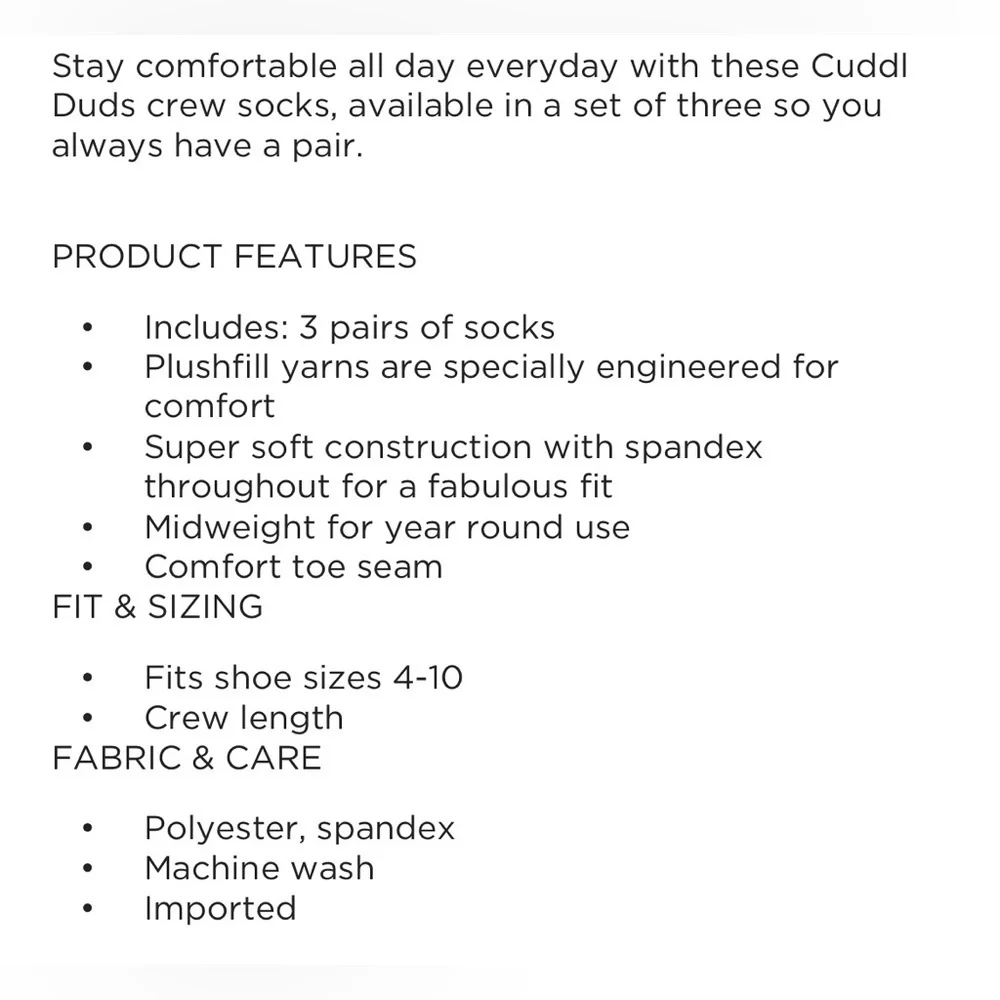 Cuddl Duds Leg Layering Crew Socks 3 Pack - Country Blue Plushfill 360